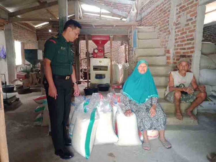 Komsos di Penggilingan Padi, Babinsa Ampelsari Koramil 01/ Kota Pantau Langsung Ketersediaan Beras dan Gabah