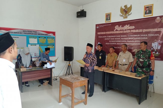 Babinsa Koramil 01/Banjarnegara Serentak Menghadiri Pelantikan Dan Pengambilan Sumpah Petugas Pemutakhiran Data Pemilih (Pantarlih)