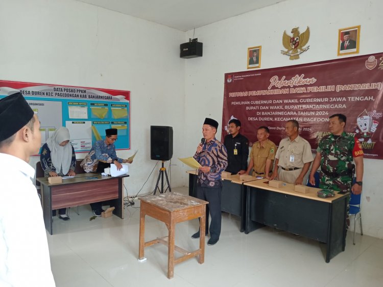 Babinsa Koramil 01/Banjarnegara Serentak Menghadiri Pelantikan Dan Pengambilan Sumpah Petugas Pemutakhiran Data Pemilih (Pantarlih)