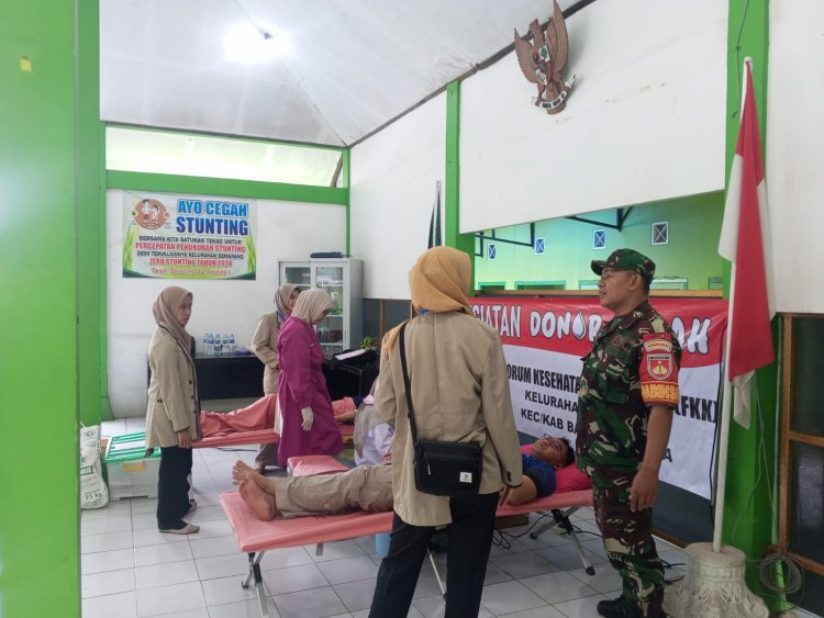 Babinsa Dukung Aksi Sosial Donor Darah Kelurahan